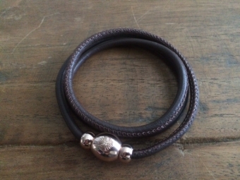 Qudo leren armband Tender bruin/rose