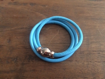 Qudo leren armband Tender turquoise/rose